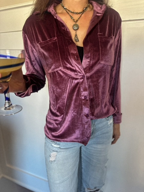 The Brigitte Velvet Button Up